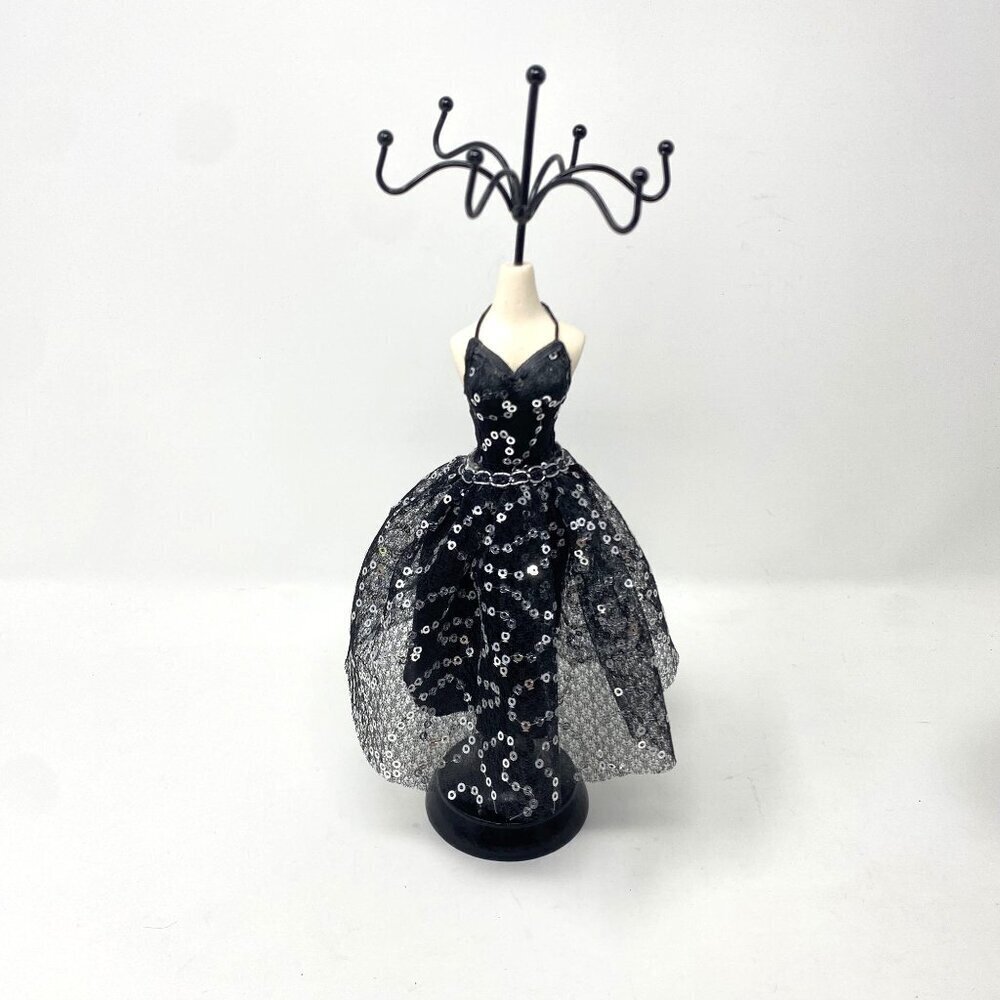 Dress Form Jewelry Hanger Storage Sequin Black Tulle Evening Dress